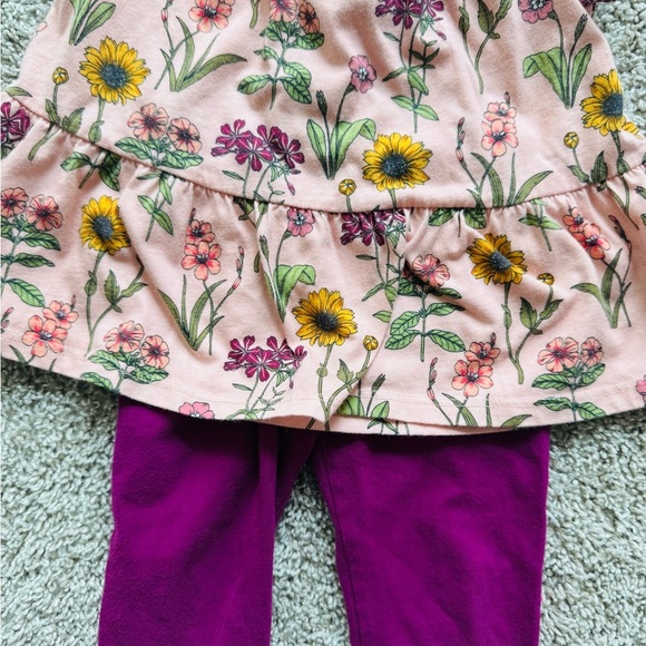 Toddler Girl Floral Outfit set floral short sleeve top and leggings– Size 2T - Picture 3 of 10